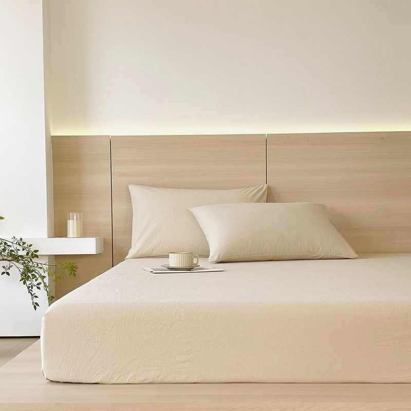 Ensemble de draps-housse avec taies d'oreiller 3 pièces Moomee, Lait d'amande, gris
