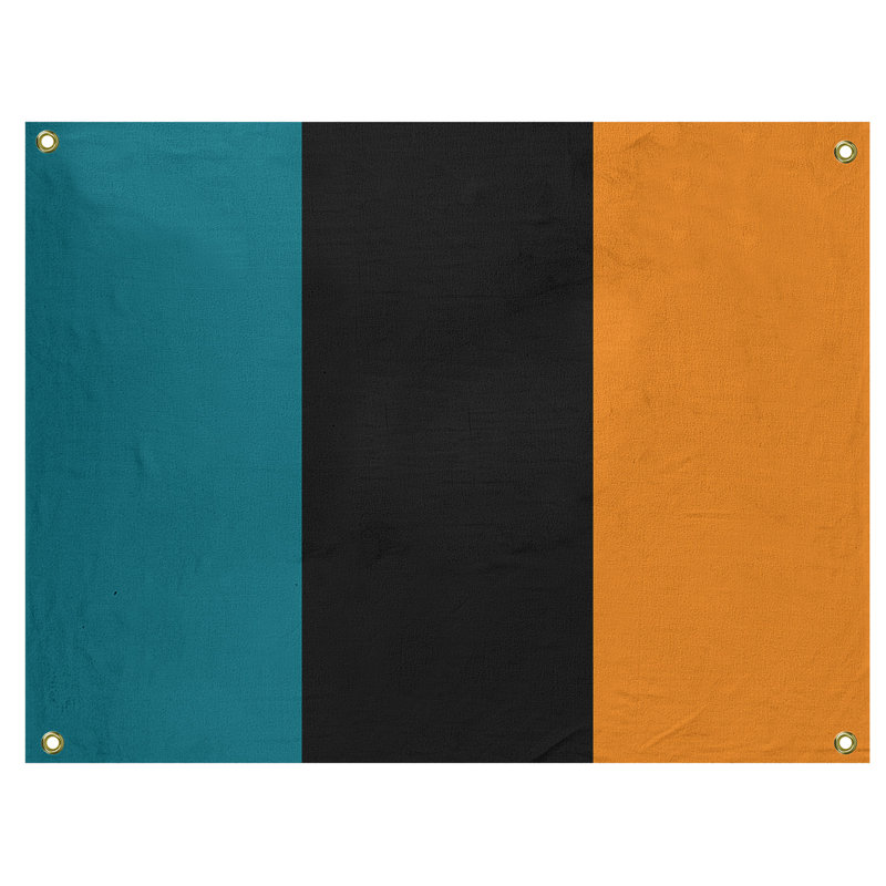 Tapisserie de polyester San Jose, Bleu foncé/noir foncé/orange brûlé, H 59 po x l 80 po x P 2 po