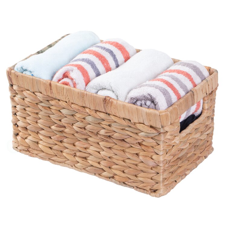 Natural Water Hyacinth Rectangular Wicker Basket Highland Dunes