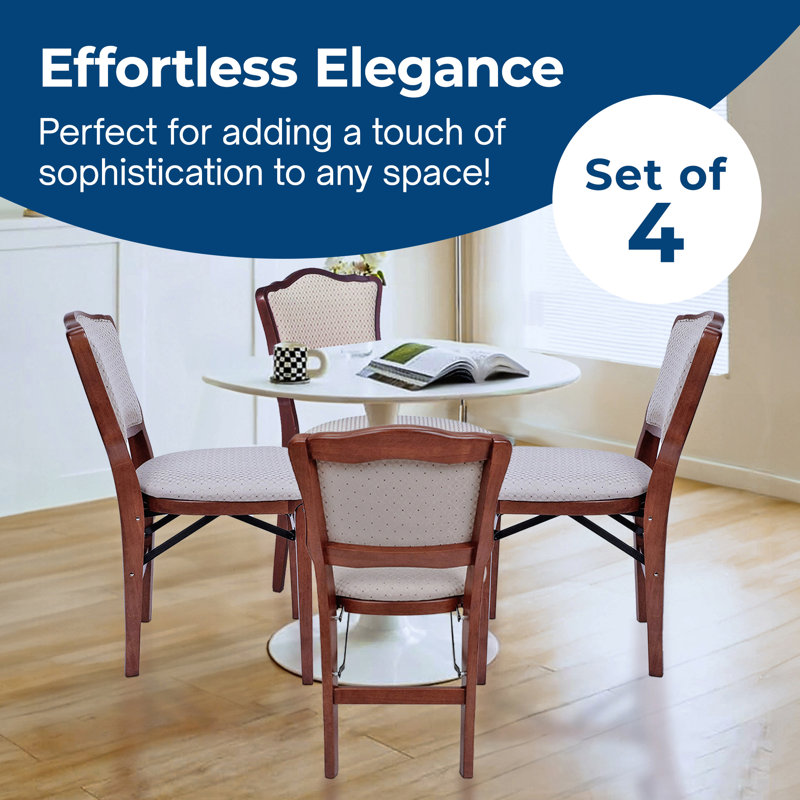 Wildon Home® Stakmore French Fabric Upholstered Seat Folding Chair Set, 4 Pack, Cherry
