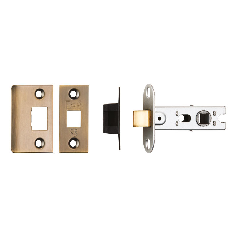 Lorie Tubular Mortice Latch, Antique Brass, 2.5" H x 6.5" W x 2" D