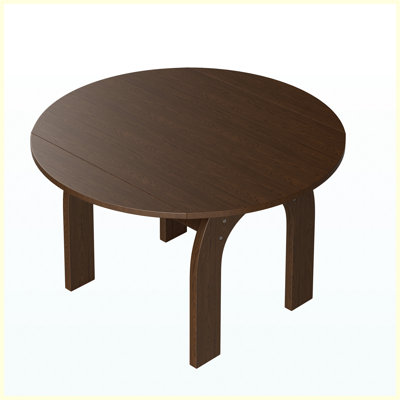 51.2" Solid Wood Extendable Dining Table, Converts Oval to Round with Walnut Finish, Arch-Shaped Legs  Drop Leaf Design for Small Spaces, Farmhouse K