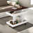 Adjustable End Table With Wheels, 360°rotating Top, Storage Space, Wood Grain Texture And Vertical Striped Design-2067949055