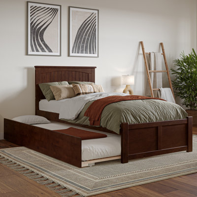 Nantucket Solid Wood Platform Bed with Panel Footboard and Trundle