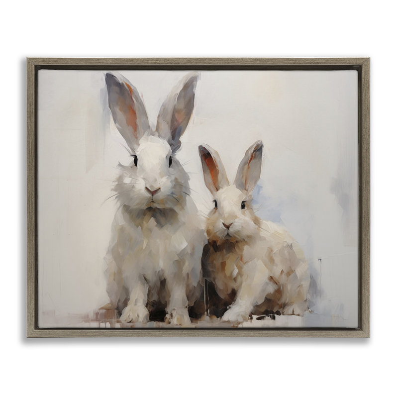  "Fluffy Spring Bunnies" par Arlington Prints, Cadre flottant orme Montalcino, H 17 po x l 21 po