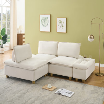 Canapé modulaire rembourré 3 places avec table d'appoint 3 places