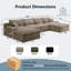 Canapé modulaire 135,9 po Cloud avec 1 repose-pieds, canapé rembourré minimaliste moderne, canapé en U confortable pour le salon, canapé d'angle à siège profond, aucun assemblage requis (brun clair, méridienne)