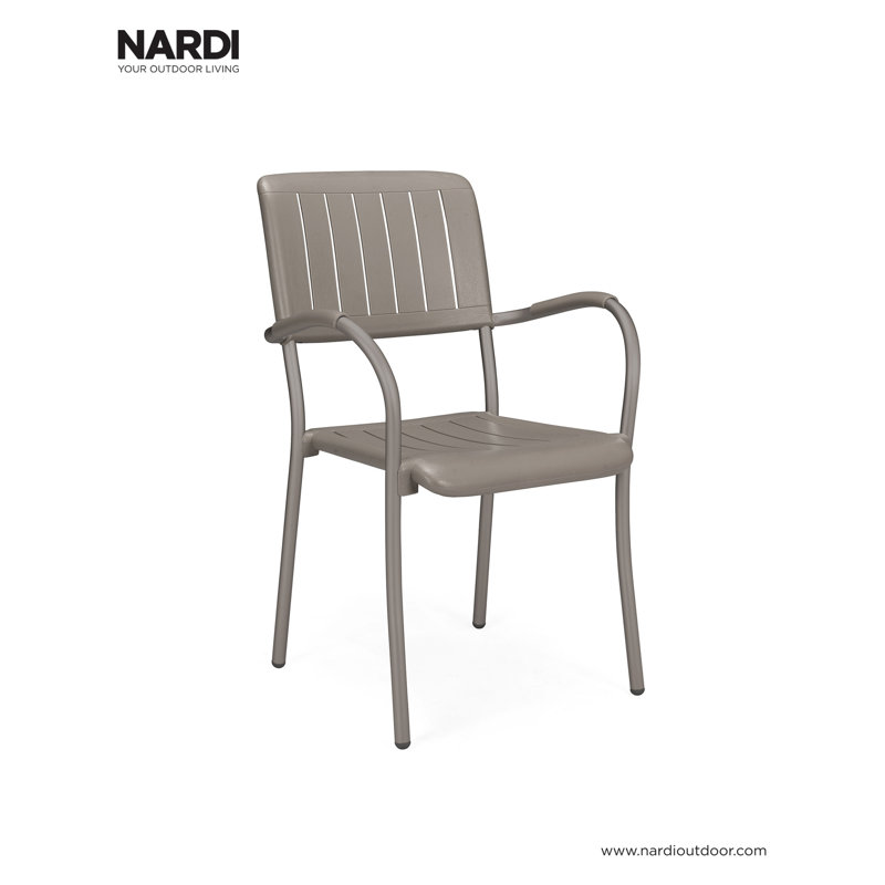 Ooper Stacking Patio Dining Armchair with Cushion, Tortora