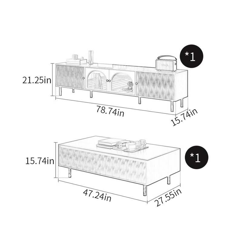 Combinaison meuble télé italien et table basse