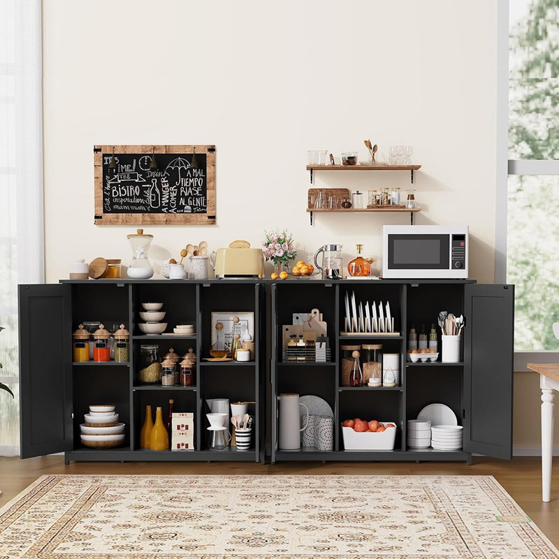 Armoire de rangement 2 portes avec 4 tablettes, noir