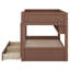 Lit double superposé au dessus d'un lit double avec 2 tiroirs, lit superposé en bois avec armoires de rangement et lumières DEL-123406101