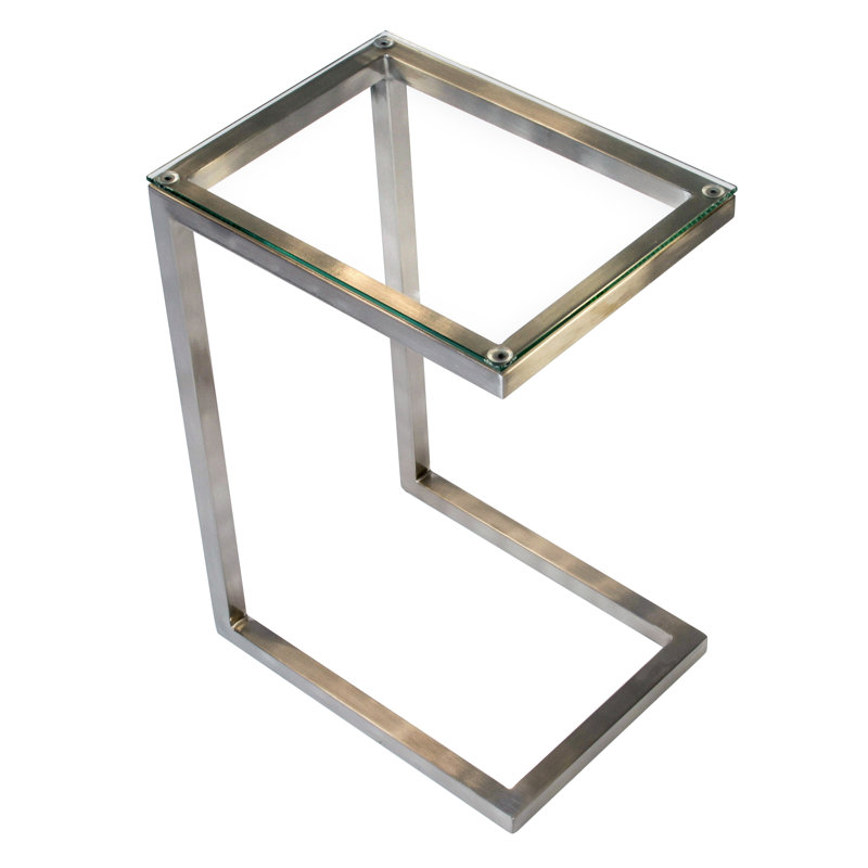 Stretford Glass Top End Table, Clear, Satin Nickel