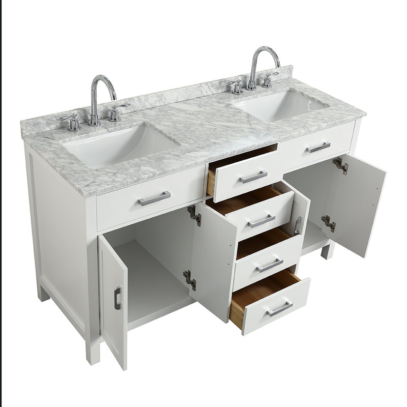 Ensemble de meuble-lavabo double 61 "Bristol, Blanc