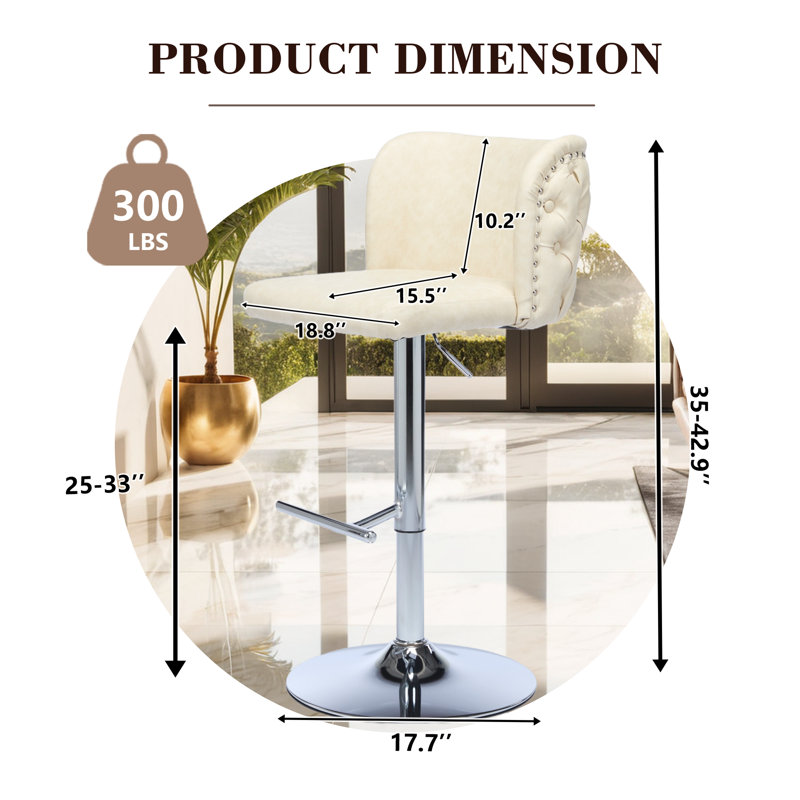 Ensemble de 6 tabourets de bar Modern, Crème / argenté