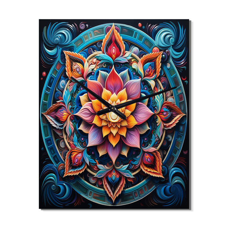 Ancienne horloge murale Mandala V - Boho Mandala, Grand