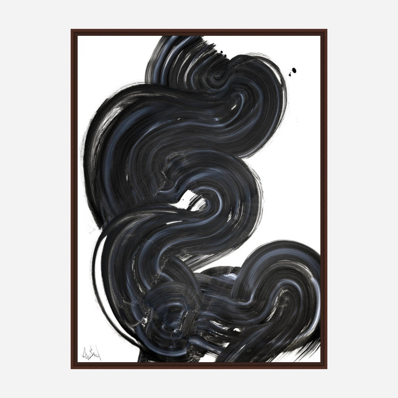 Current II On Giclee Canvas Hand Embellished Art, 25.5" H x 21.5" W x 1.75" D, Brown Framed Canvas
