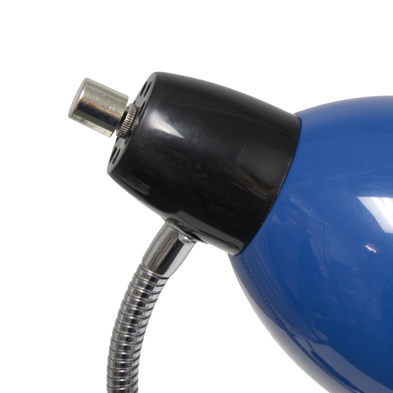 Adjustable Blue Clip-on Desk Lamp with Flexible Gooseneck