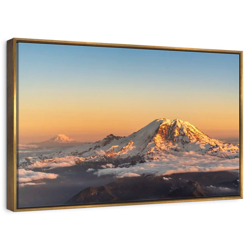 Winter Cascade Range, 19" X 13", Floating Frame Gold