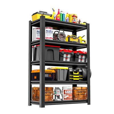 5 Tier Metal Garage Storage Shelves - Industrial Utility Rack with Adjustable Shelves 