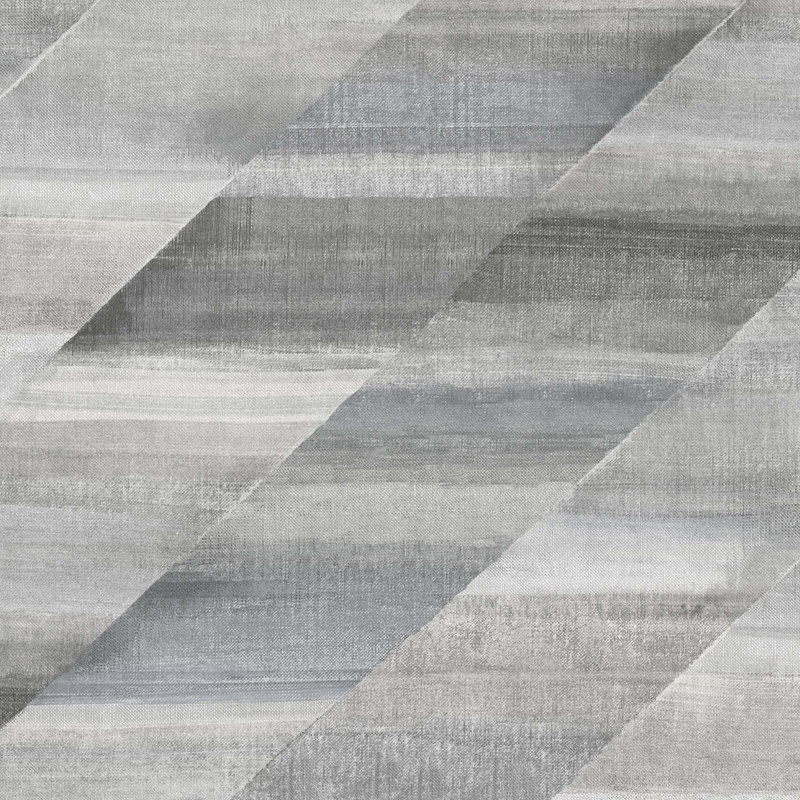 Rouleau de papier peint L 33 pi x l 20,5 po Annissa Diagonals, Gris cendre / ardoise