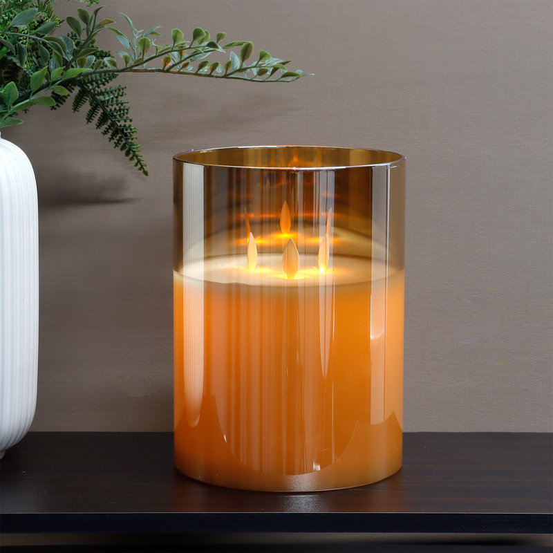 Bougie sans flamme et sans parfum, Doré, 9,53 po x 7,48 po