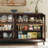 55" Walnut Sideboard Storage Cabinet with Adjustable Shelves