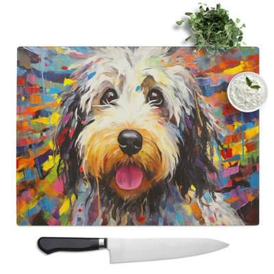 Cockapoo Abstract  Glass Chopping Board
