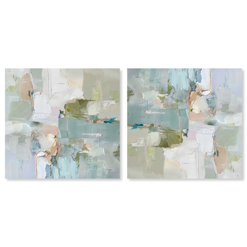 «Jade Sweep I Set Canvas Modern Trendy Art» par Art Remedy, H 20 po x l 20 po, Toile tendue