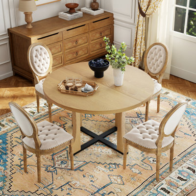 Ensemble de table de salle à manger en bois avec chaise en velours français pour salle à manger