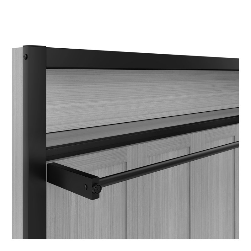 Lit escamotable simple avec tablettes, lit mural en métal au design pliable et peu encombrant, gris, Gris