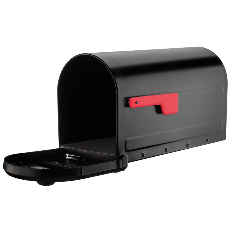 Large Black Aluminum Post Mount Mailbox with Steel Post