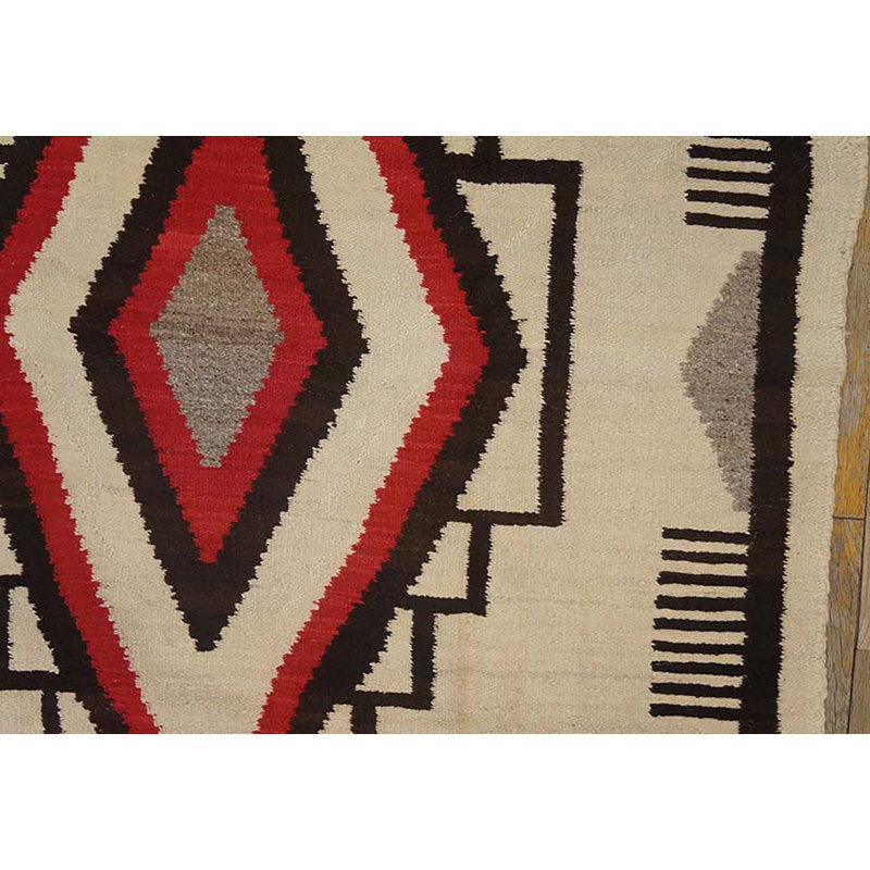 Small Tribal Geometric Diamond Medallion Antique Native American Navajo Flatwoven Kilim Rug