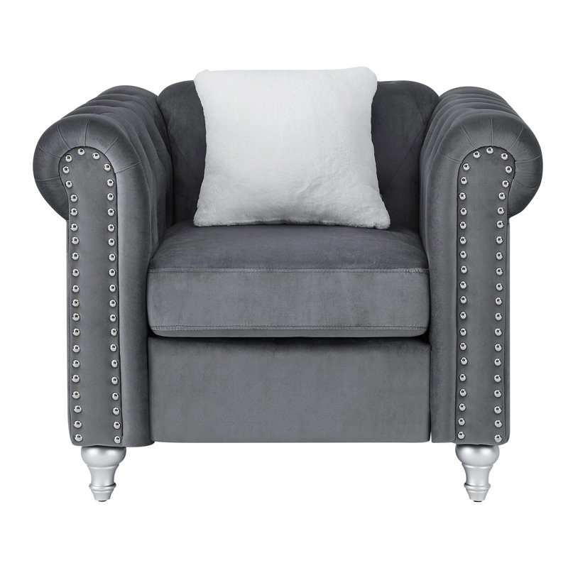 Glory Furniture Raisa Velvet Accent Chair, Gray