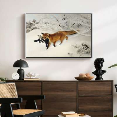 Fox in Snow Landscape (Räv i snölandskap), 1900 - Bruno Liljefors, toile tendue avec châssis