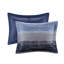 Édredon très grand rayé bleu marine 9 pièces avec draps en microfibre, jupe de taie décorative assortie et coussin décoratif