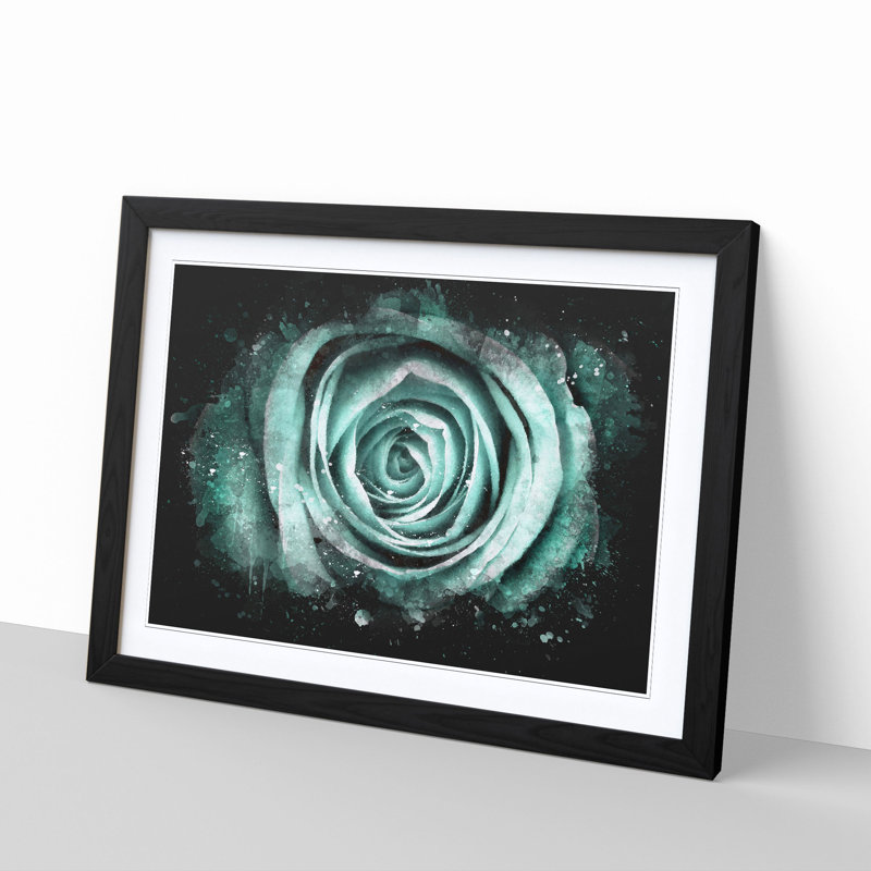 Mint Green Rose - Picture Frame Graphic Art Print, Black Framed, 45cm H x 63cm W x 2cm D