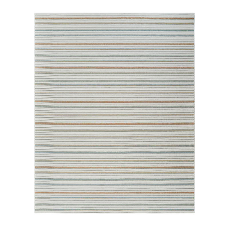 Tapis d'extérieur rayé crème et beige 8 pi x 10 pi