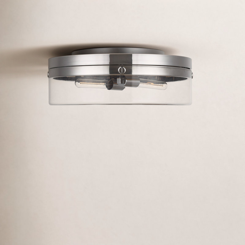 Glass Flush Mount, Polished Nickel