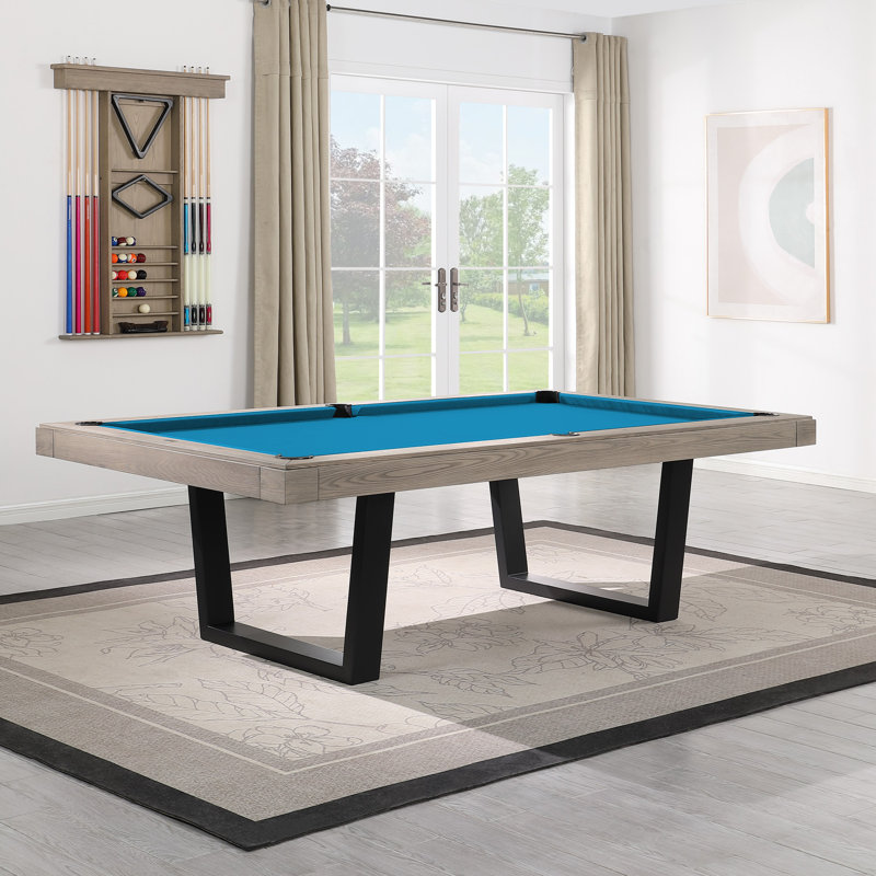 Table de billard en ardoise 8 pieds avec structure en acier Unity, Bleu tournoi, Non, Gris brossé brossé