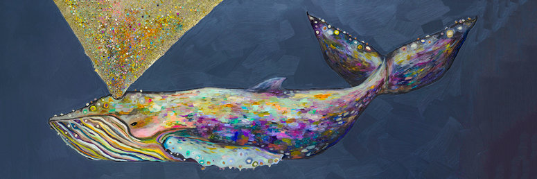 Impression sur toile tendue «Jeweled Whale Spray», H 18 po x l 54 po