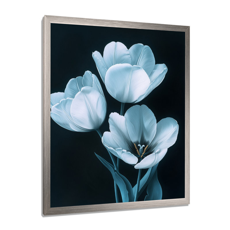 Frohlinger - impression sur toile florale, H 32 po x l 16 po, Reproduction encadrée sans passe-partout, Argent argent