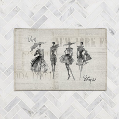 Fashion Sketchbook BW Chenille Indoor Rug