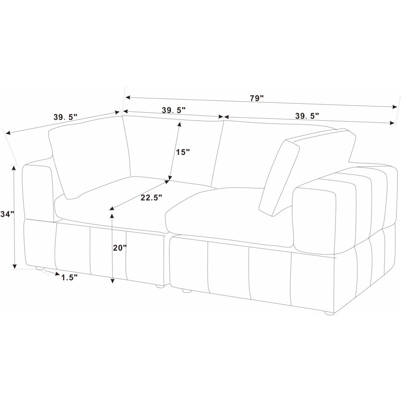 Aronas 79'' Corduroy Loveseat, Dark Gray