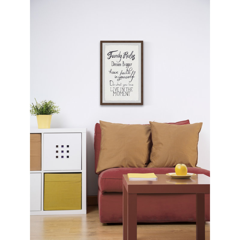«Gilliard Family House Rules», art encadré, H 24 po x l 16 po x P 1,5 po