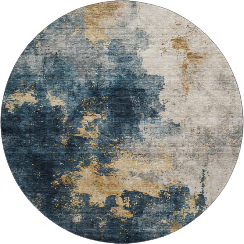 Premium Machine Washable Dahl AMF1072 Abstract Rug, Round 8'