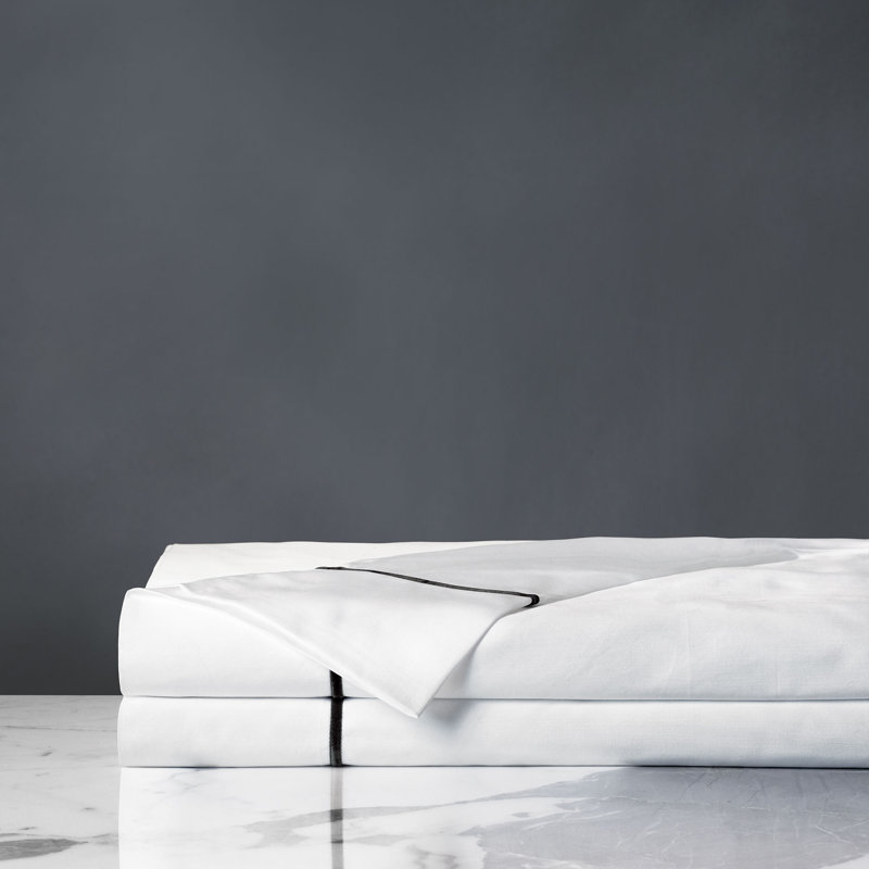 Linea Egyptian Cotton Sateen Flat Sheet, King Flat Sheet, Black