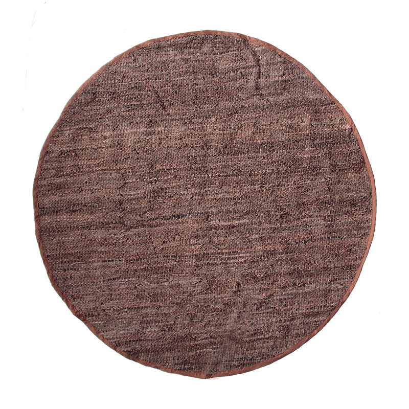 Tapis réversible 95% cuir / 5% coton Rodeo Collection, Rond 4 pi 9 po