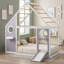 Lit plateforme simple avec glissoire et boule lumineuse-567807614