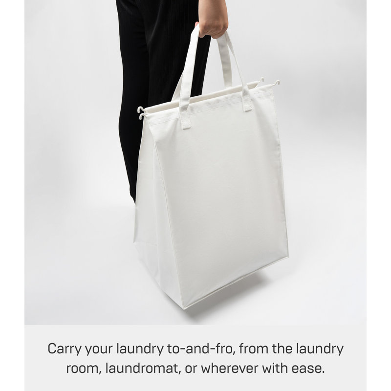 Large White Collapsible Steel Frame Laundry Hamper