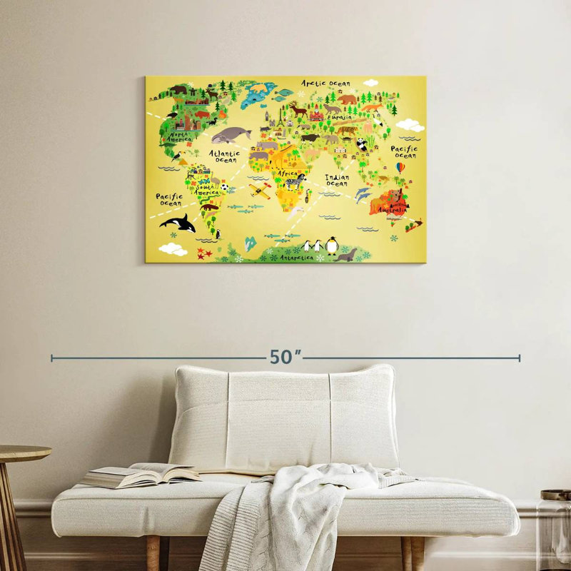 Keiri Educational Animal World Map, 24" H x 36" W